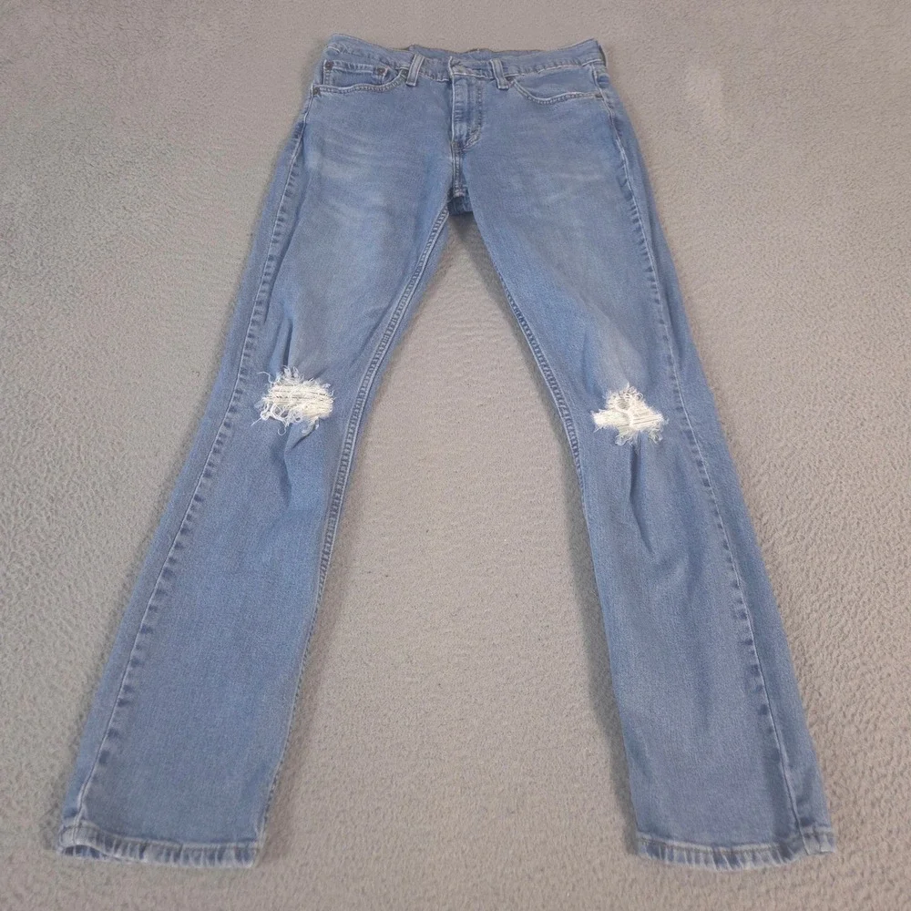 Levi's Jeans Mens 32x32 Blue 511 Slim Leg Distressed Ripped Knee Stretch Denim